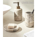 Ensemble porte-brosse à dents en travertin gris - Vignette | Maison Solenne