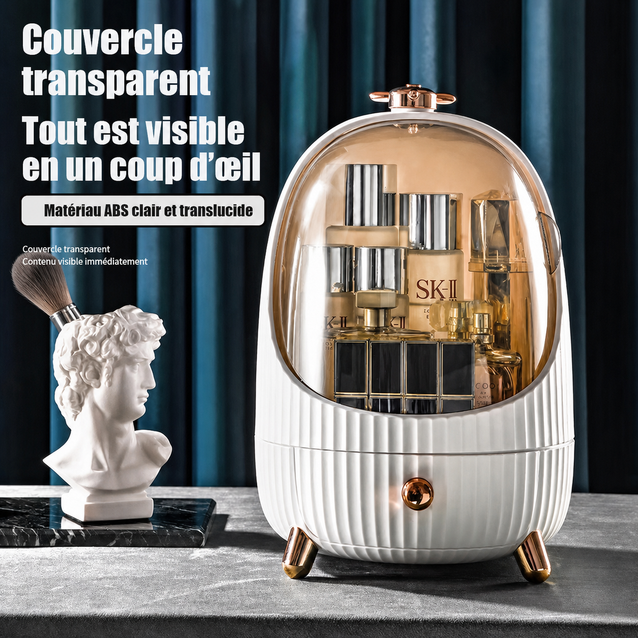 Couvercle transparent et contenu visible
