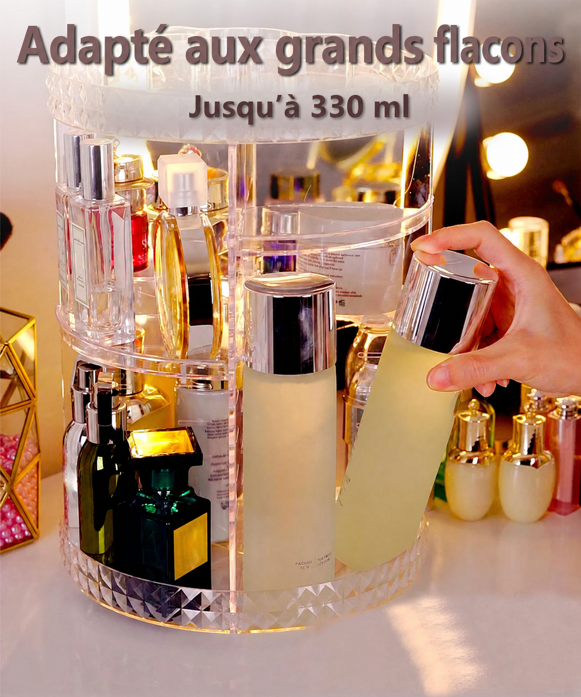 Adapté aux grands flacons jusqu’à 330 ml