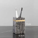 Accessoire de salle de bain effet marbre et doré - Vignette | Maison Solenne