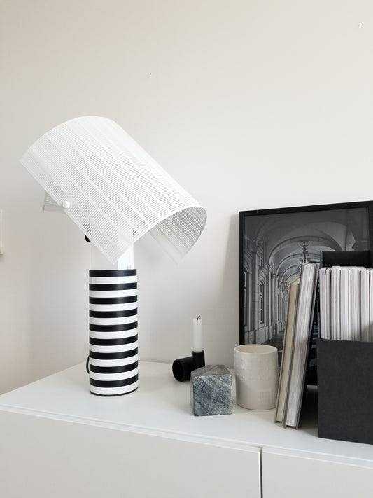 Lampe de Table en Métal Verni Blanc et Noir avec Diffuseurs Orientables pour Éclairage Diffus 1