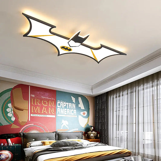Lustre Batman en Forme de Chauve-Souris pour Chambre d'Enfant – Éclairage LED Économique Noir Mat, 60 cm 0