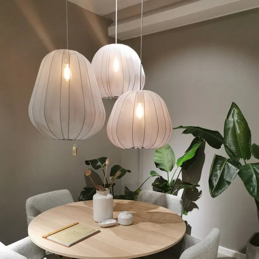 Lustre Moderne en Soie Wabi-Sabi – Suspension Luminaire Artisanale pour Salon et Chambre, Éclairage Élégant et Zen 0