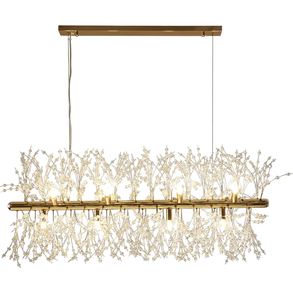 Lustre Scandinave en Cristal avec Finition Acier Poli – Éclairage Moderne pour Chambre et Salle à Manger, 90x40 cm, 12 Ampoules LED 3