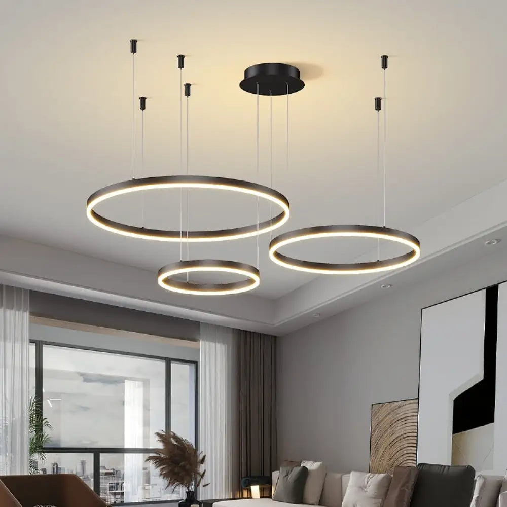 Lustre Suspension Cercle Chic en Fer – Éclairage Moderne pour Salon et Salle à Manger 7