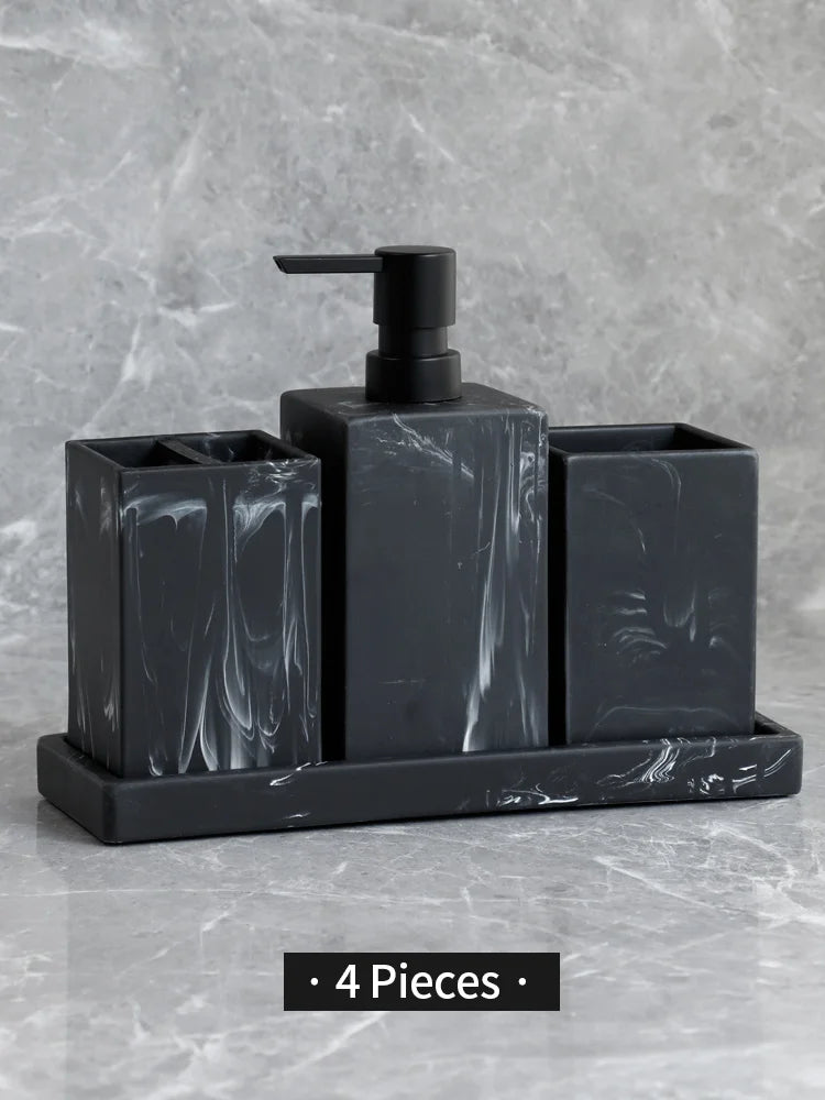 Ensemble de salle de bain effet marbre - 29#Noir 4 pièces [9775b41d8f]