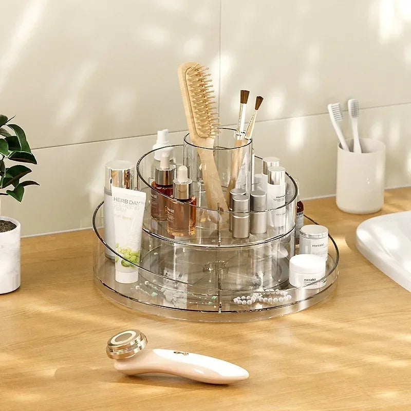 Organisateur de maquillage rotatif en acrylique