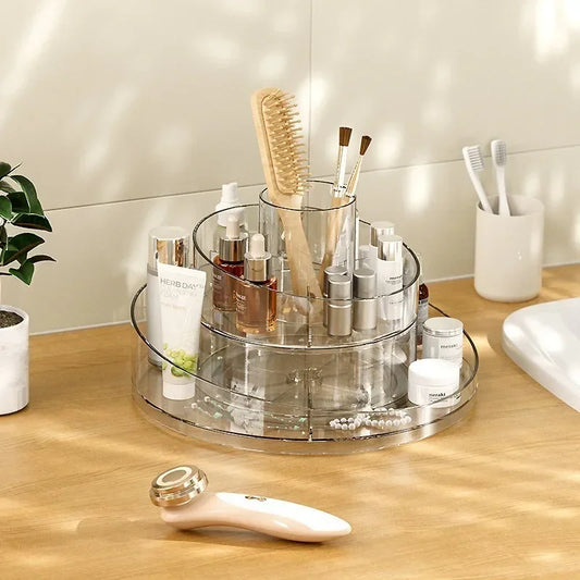 Organisateur de maquillage rotatif en acrylique