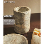 Ensemble porte-brosse à dents en travertin gris - Vignette | Maison Solenne