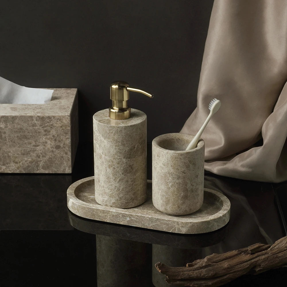 Accessoire de salle de bain en marbre Emperador Light