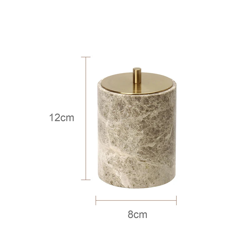 Accessoire de salle de bain en marbre Emperador Light - 175#Pot à cotons-tiges C [754f7d4803]