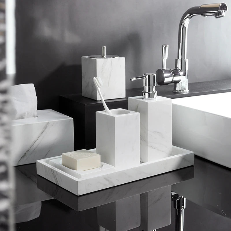 Accessoire de salle de bain en marbre naturel blanc