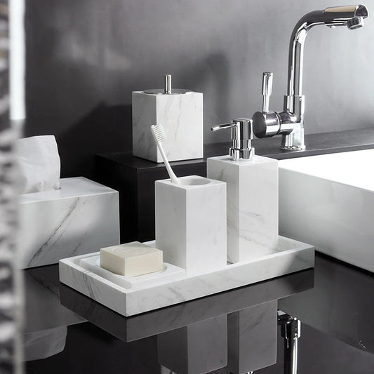 Accessoire de salle de bain en marbre naturel blanc