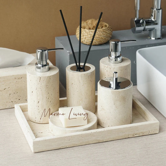 Collection Travertin — Accessoires de salle de bains en pierre naturelle