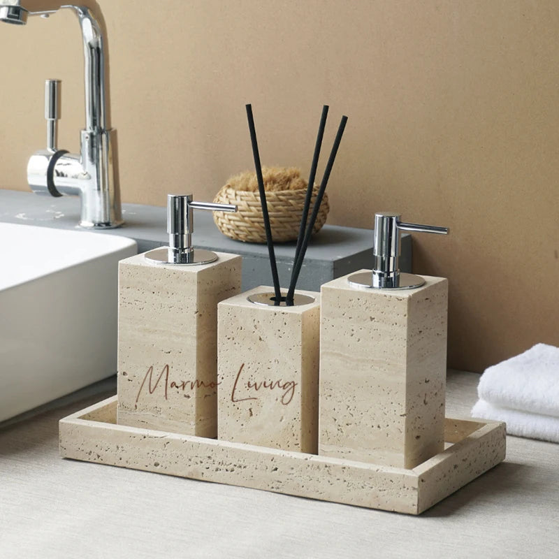 Collection Travertin — Accessoires de salle de bains en pierre naturelle