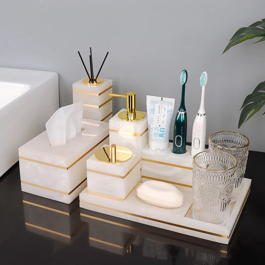 Collection Onyx — Accessoires de salle de bains en marbre naturel