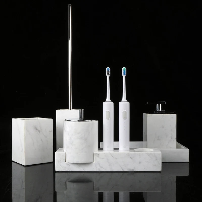 Accessoire de salle de bain en marbre naturel blanc