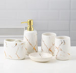Ensemble de salle de bain en céramique effet marbre - Vignette | Maison Solenne