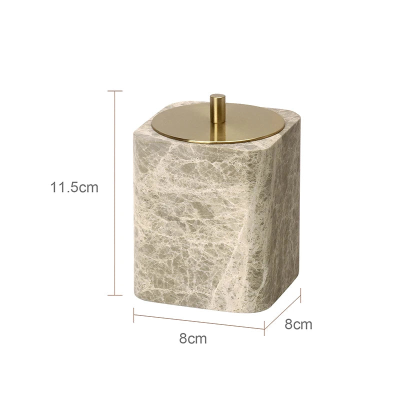 Accessoire de salle de bain en marbre Emperador Light - 496#Pot à cotons-tiges A [72f0e39e4b]