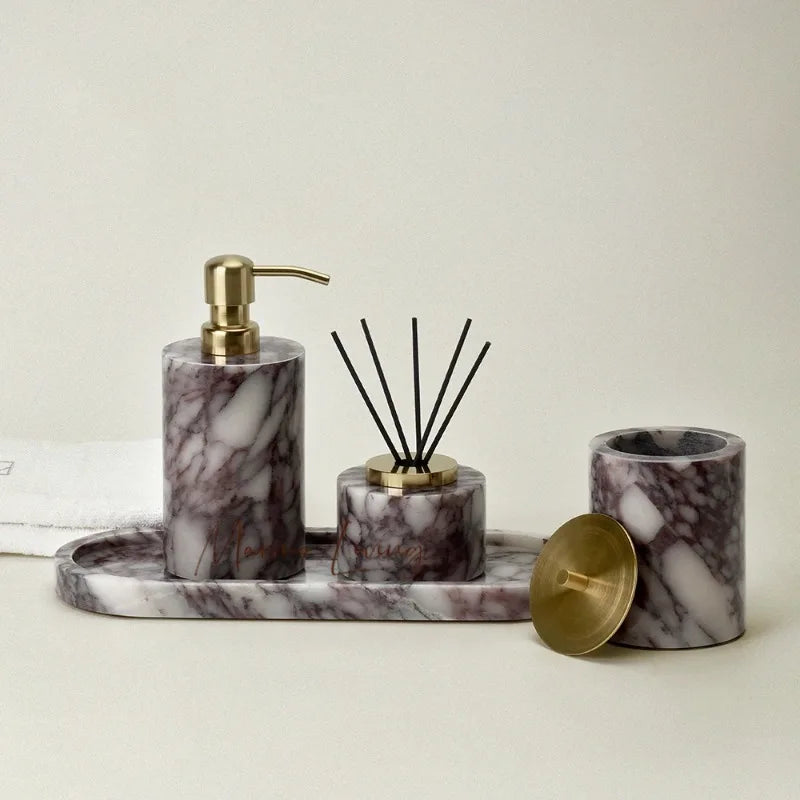 Ensemble de salle de bain en marbre Calacatta Viola