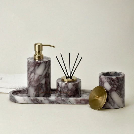Ensemble de salle de bain en marbre Calacatta Viola