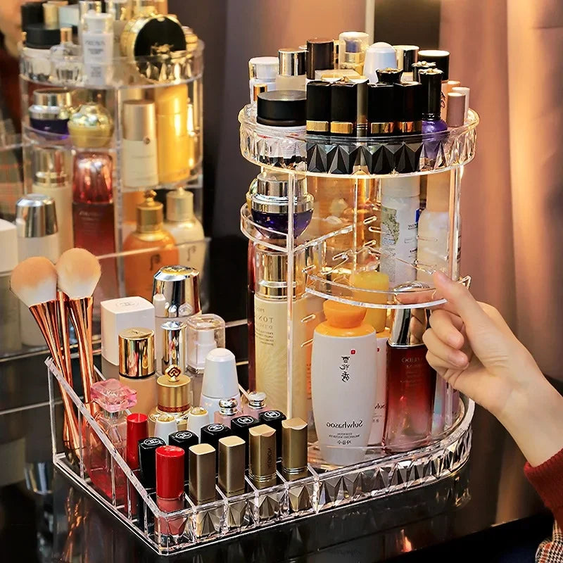 Organiseur de maquillage rotatif en acrylique
