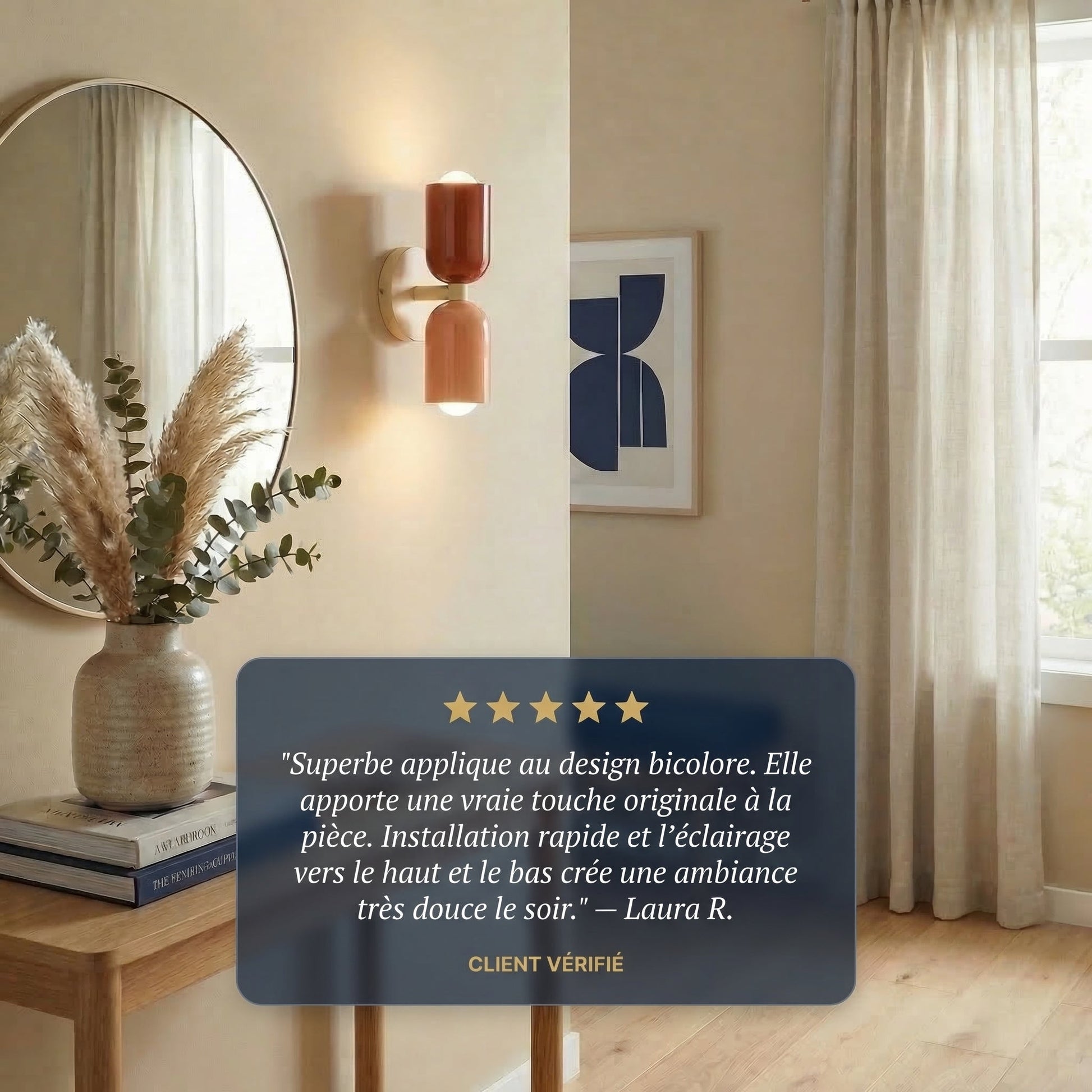 Applique murale chambre beige scandinave | Applique murale LED salon minimaliste - Beige Rose - Maison Solenne