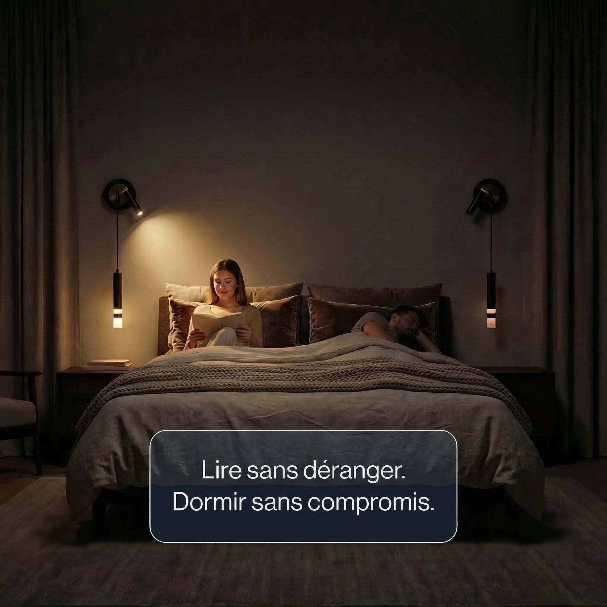 Applique Murale Design avec Liseuse Intégrée pour Chambre | Éclairage Doux et Ambiance Apaisante - Or - Maison Solenne