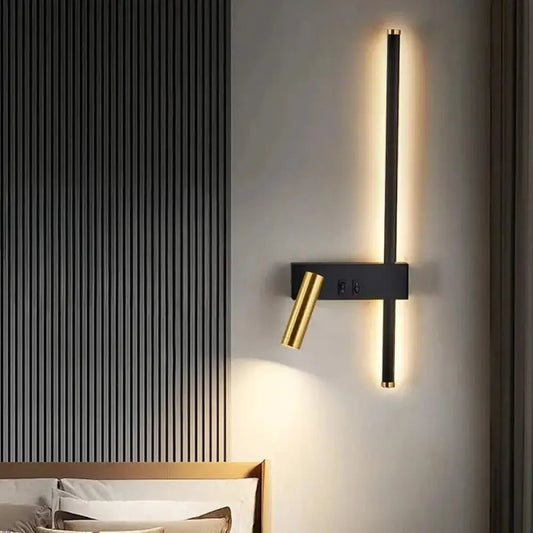 Applique Murale Design avec Liseuse Orientable pour Chambre | Éclairage LED Élégant - Droit - Maison Solenne