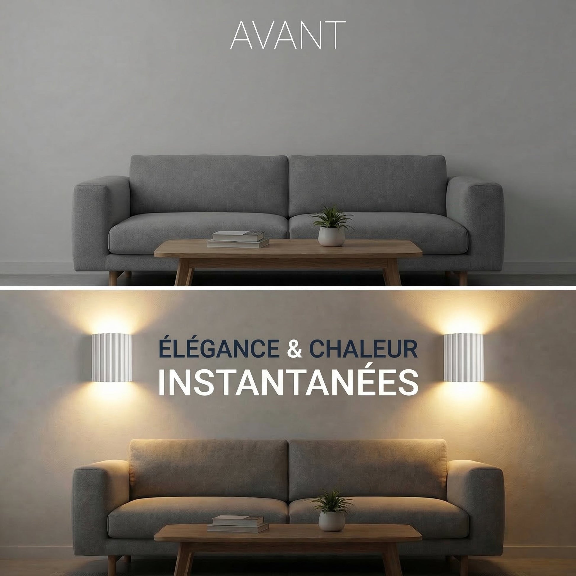 Applique Murale LED moderne Contemporaine | Lumière Chaleureuse pour Salon, Chambre & Couloir - Gris - Maison Solenne