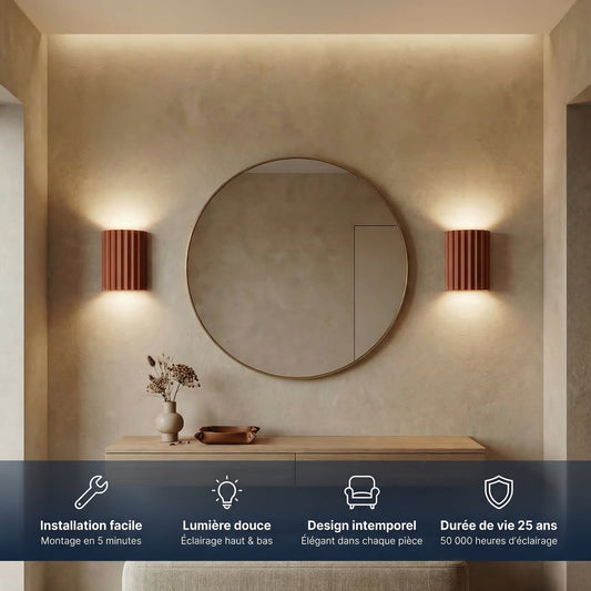 Applique Murale LED moderne Contemporaine | Lumière Chaleureuse pour Salon, Chambre & Couloir - Gris - Maison Solenne