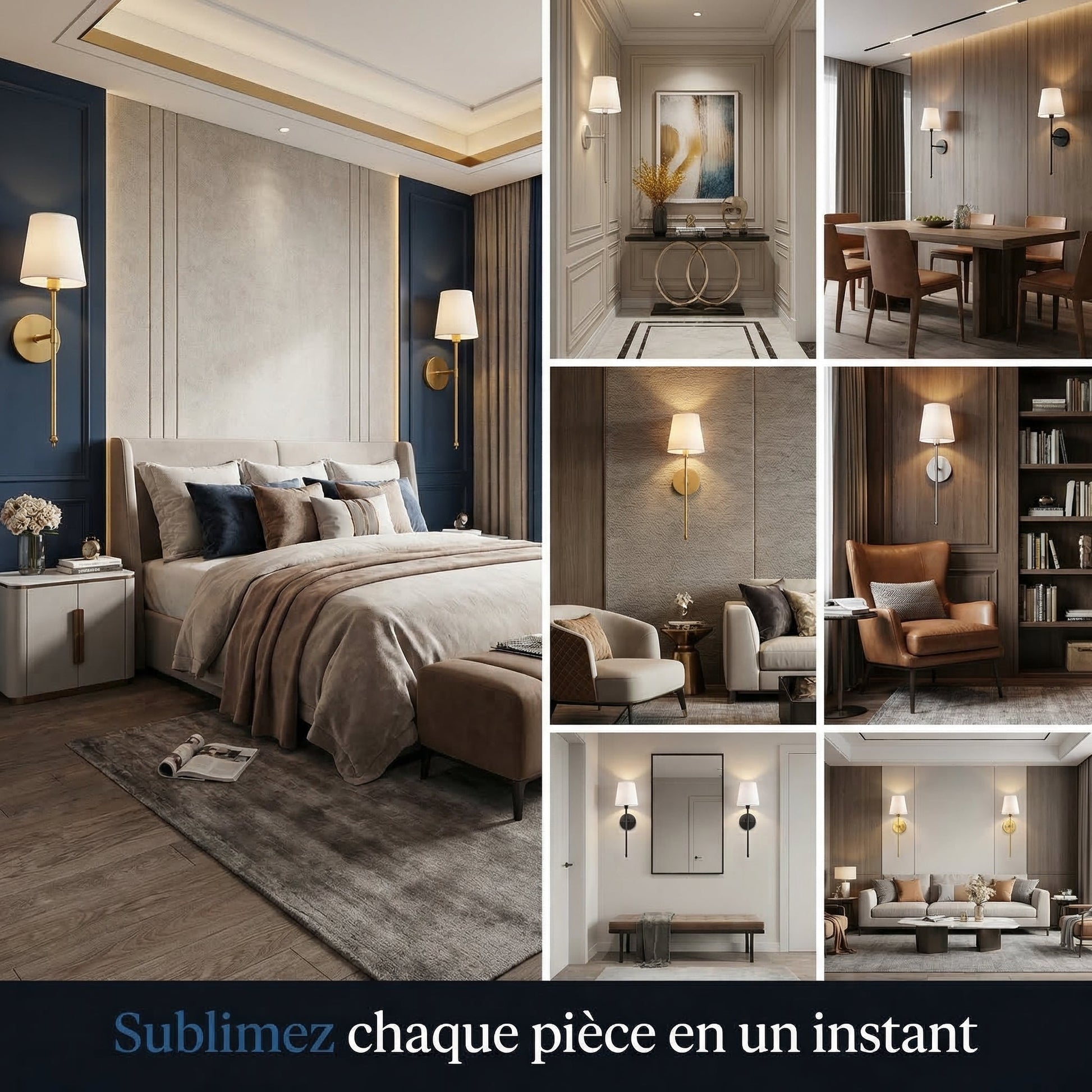 Applique Murale Sans Fil - Or - Maison Solenne