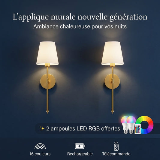 Applique Murale Sans Fil - Or - Maison Solenne