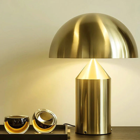 Lampe champignon doré Design en Métal avec Protection des Yeux LED - Maison Solenne