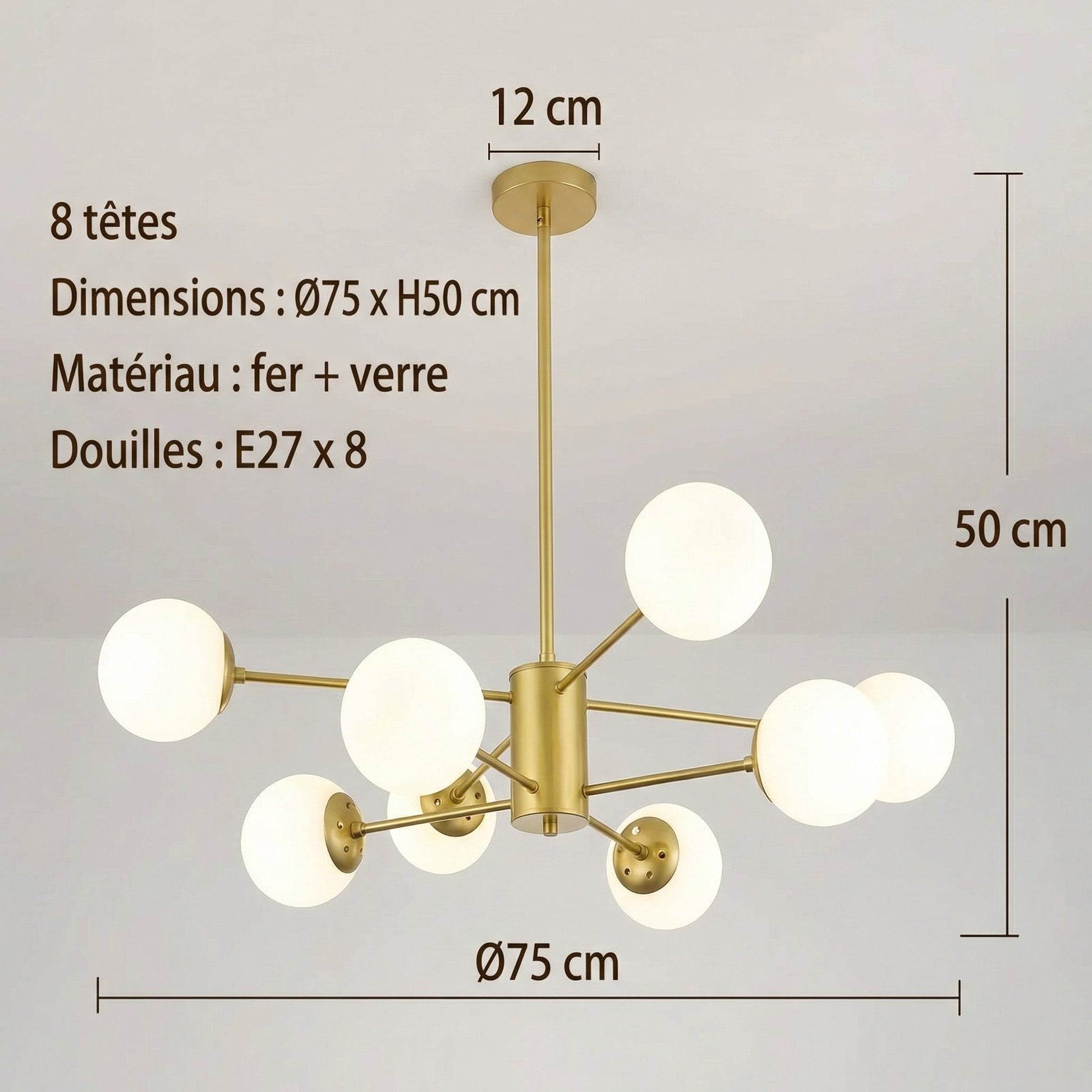 Lampe pendante LED salon| Salon Chambre et Salle à Manger - Doré - Maison Solenne
