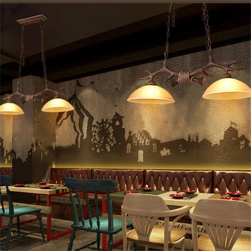 Lustre Bois de Cerf en Résine, Suspension Luminaire Rustique LED pour Cuisine et Salle à Manger - Default - Maison Solenne