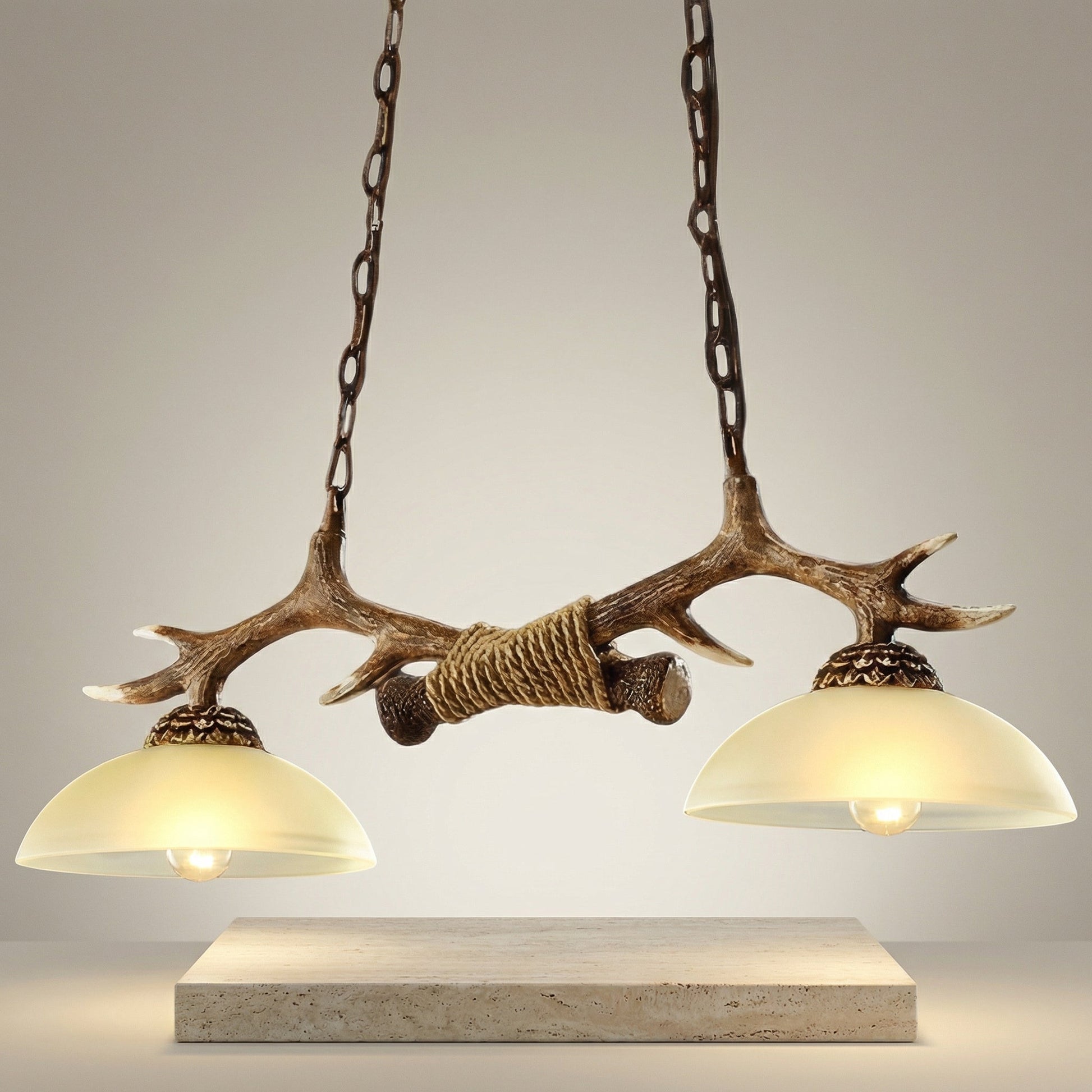 Lustre Bois de Cerf en Résine, Suspension Luminaire Rustique LED pour Cuisine et Salle à Manger - Default - Maison Solenne
