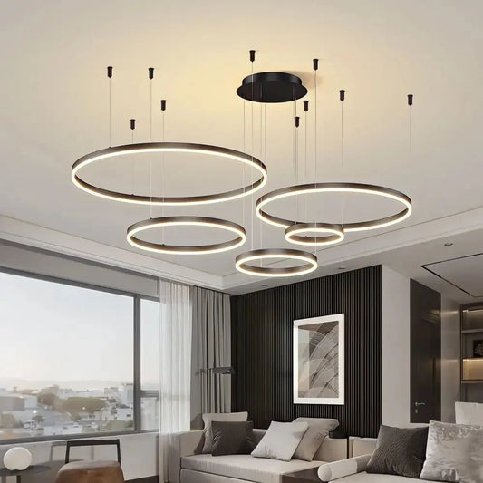 Lustre Suspension Cercle Chic en Fer | Éclairage Moderne pour Salon et Salle à Manger - Or - Maison Solenne