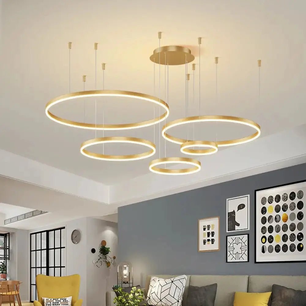 Lustre Suspension Cercle Chic en Fer | Éclairage Moderne pour Salon et Salle à Manger - Noir - Maison Solenne