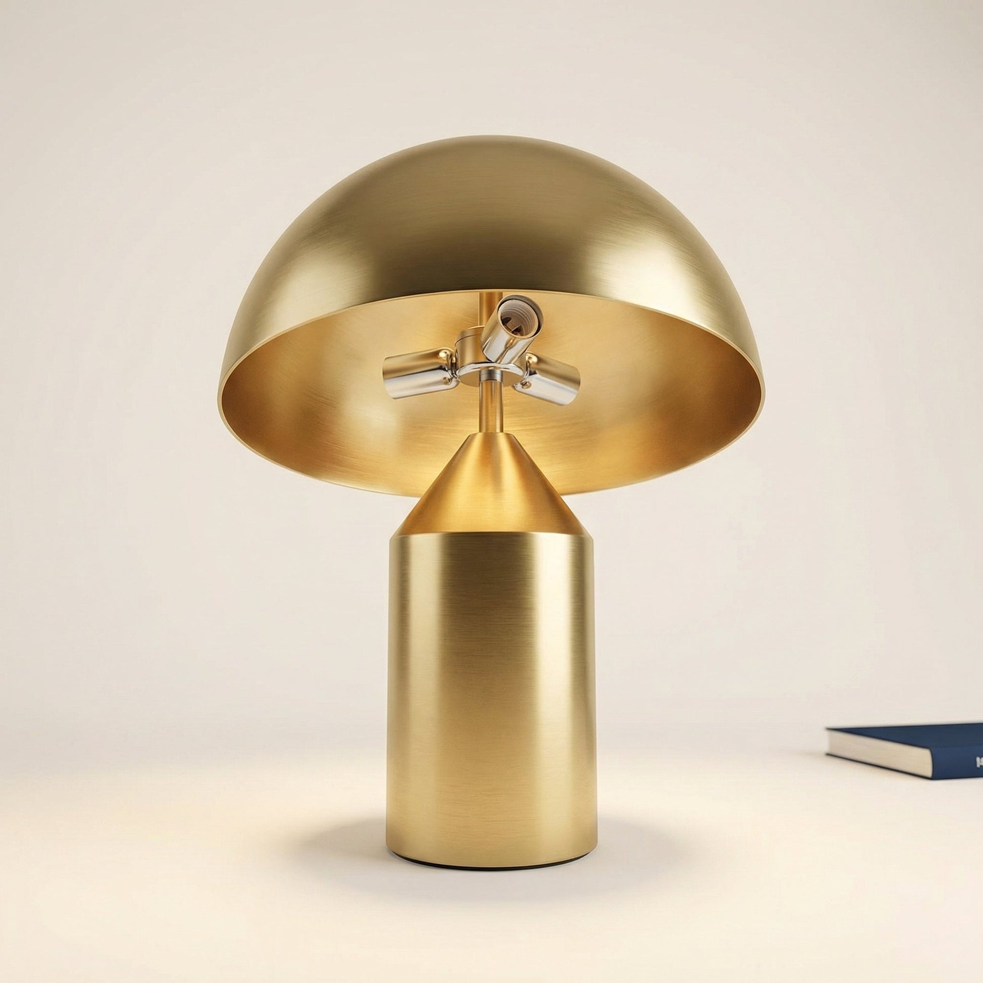 Lampe champignon doré Design en Métal avec Protection des Yeux LED - Petit (Ø 25 cm - H 35 cm) - Maison Solenne