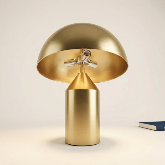 Lampe champignon doré Design en Métal avec Protection des Yeux LED - Petit (Ø 25 cm - H 35 cm) - Maison Solenne