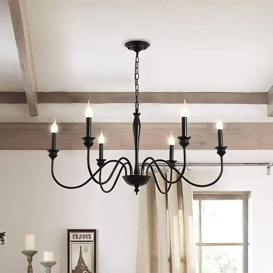 Lustre Campagne Chic en Fer pour Salle à Manger et Cuisine | Éclairage Minimaliste et Élégant - Default - Maison Solenne