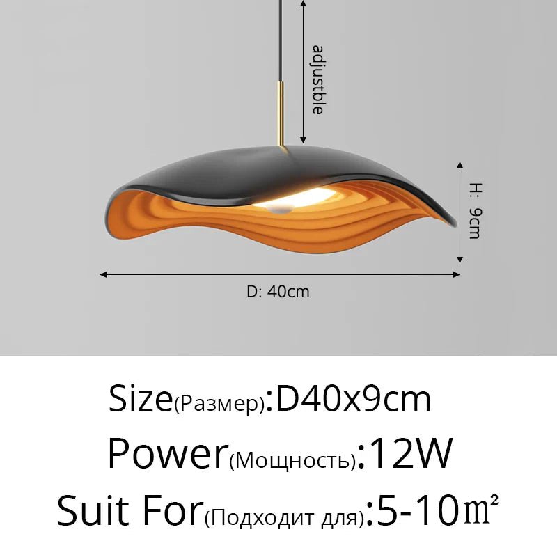 Lustre Minimaliste Wabi - Sabi en Aluminium | Suspension Luminaire Design Moderne avec Éclairage LED pour Bar - Noir D40x9cm 12W - Maison Solenne