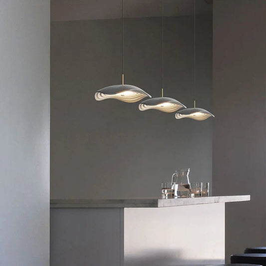 Lustre Minimaliste Wabi - Sabi en Aluminium | Suspension Luminaire Design Moderne avec Éclairage LED pour Bar - Orange D40x9cm 12W - Maison Solenne