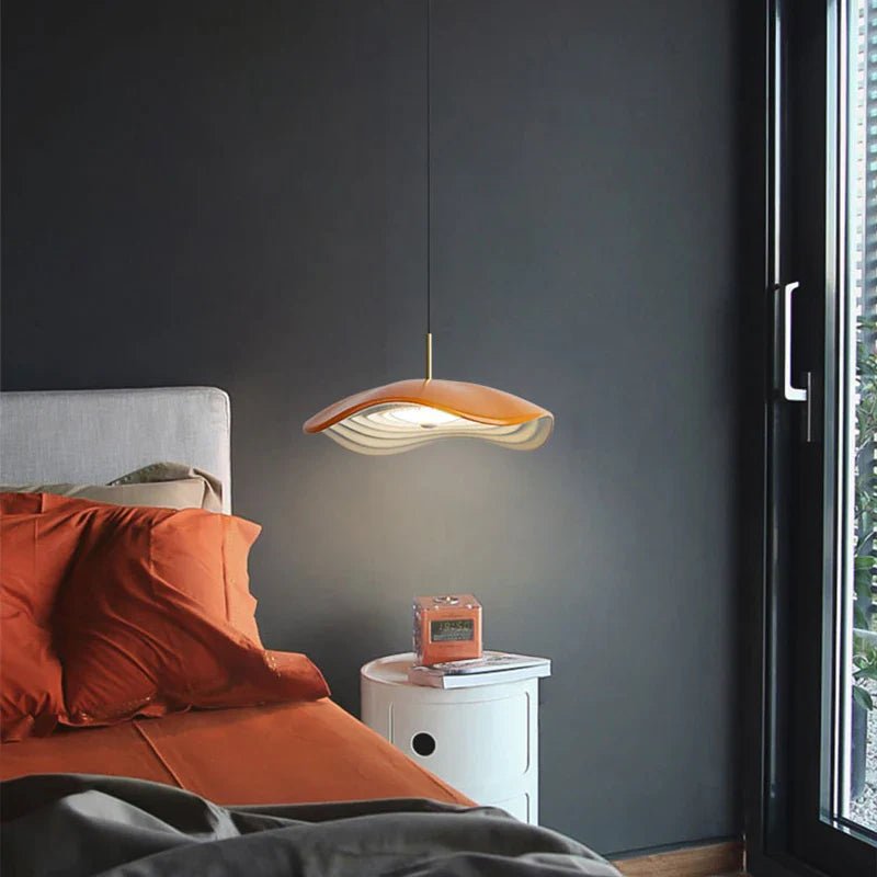 Lustre Minimaliste Wabi - Sabi en Aluminium | Suspension Luminaire Design Moderne avec Éclairage LED pour Bar - Orange D40x9cm 12W - Maison Solenne