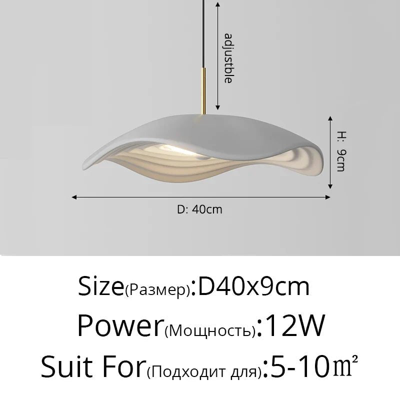 Lustre Minimaliste Wabi - Sabi en Aluminium | Suspension Luminaire Design Moderne avec Éclairage LED pour Bar - Blanc D40x9cm 12W - Maison Solenne