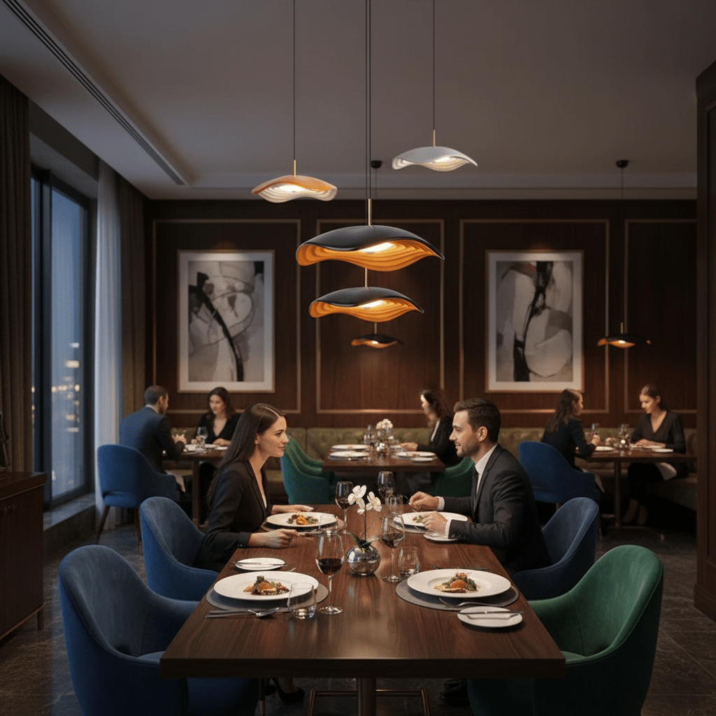 Lustre Minimaliste Wabi - Sabi en Aluminium | Suspension Luminaire Design Moderne avec Éclairage LED pour Bar - Noir D40x9cm 12W - Maison Solenne