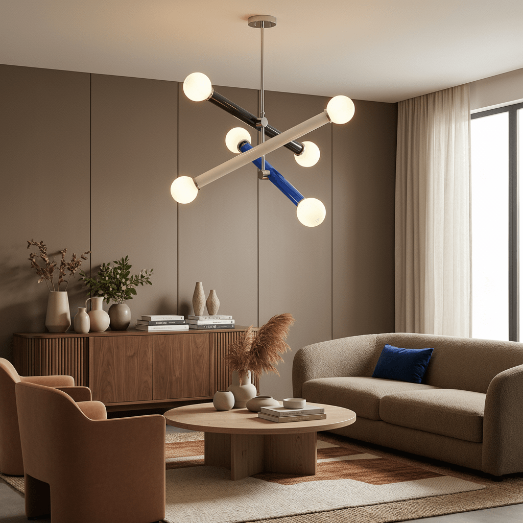 Lustre Art Déco Minimaliste en Fer avec Éclairage LED pour Salon, Salle à Manger et Chambre | Design Épuré et Élégant - D - Maison Solenne