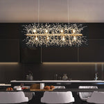 Lustre Scandinave en Cristal avec Finition Acier Poli | Éclairage Moderne pour Chambre et Salle à Manger - Vignette | Maison Solenne
