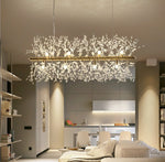 Lustre Scandinave en Cristal avec Finition Acier Poli | Éclairage Moderne pour Chambre et Salle à Manger - Vignette | Maison Solenne